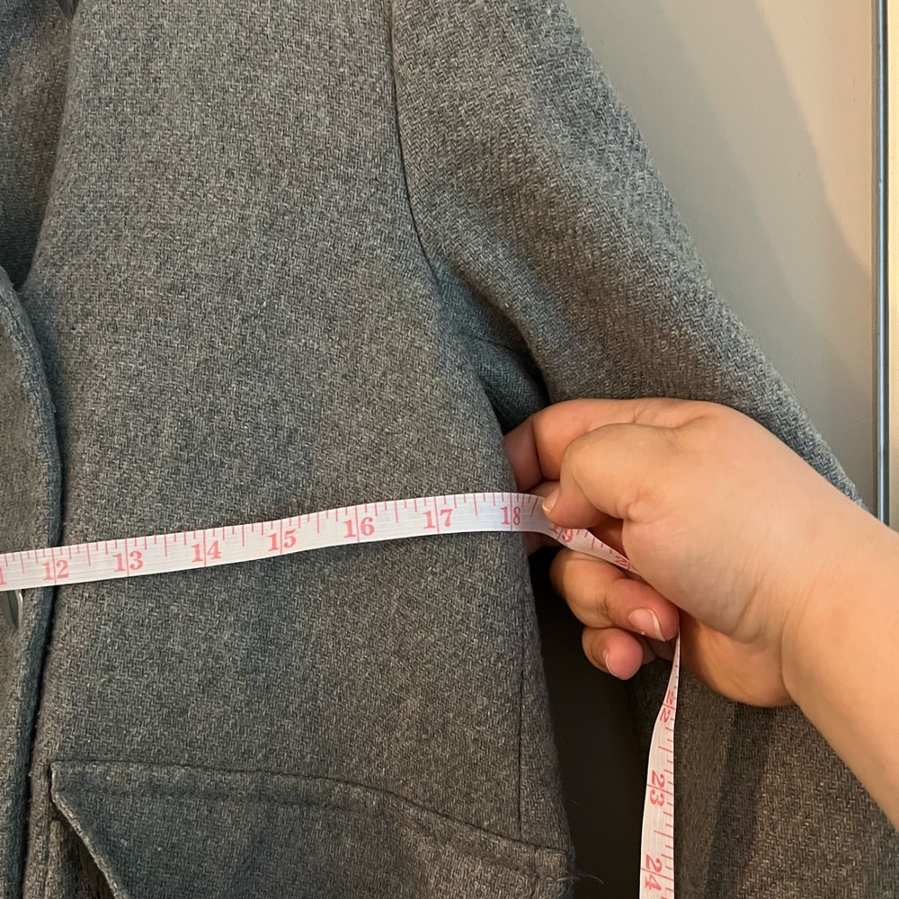 Zara hood double breast wool hooded jacket grey size small - Picture 11 of 12
